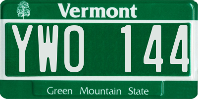 VT license plate YWO144