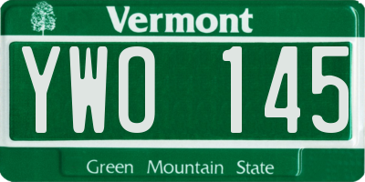 VT license plate YWO145
