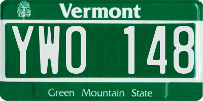 VT license plate YWO148