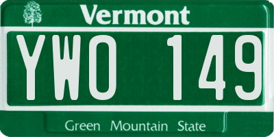 VT license plate YWO149