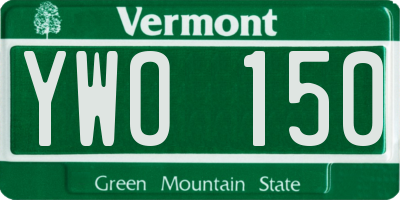 VT license plate YWO150