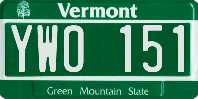 VT license plate YWO151