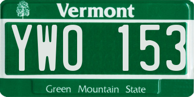 VT license plate YWO153