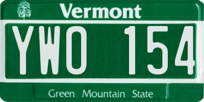 VT license plate YWO154