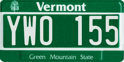 VT license plate YWO155