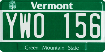 VT license plate YWO156