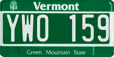 VT license plate YWO159