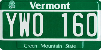 VT license plate YWO160