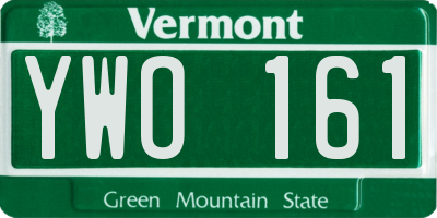 VT license plate YWO161