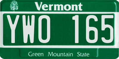 VT license plate YWO165