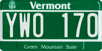 VT license plate YWO170