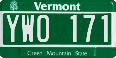 VT license plate YWO171