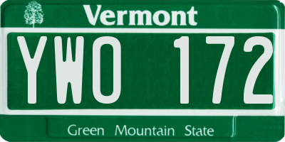 VT license plate YWO172