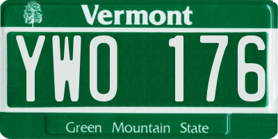 VT license plate YWO176