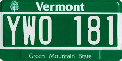 VT license plate YWO181