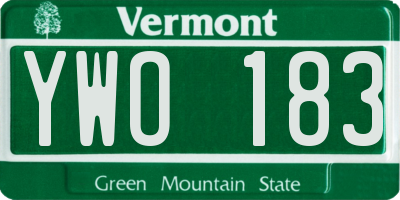 VT license plate YWO183