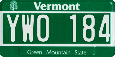 VT license plate YWO184