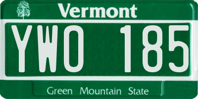 VT license plate YWO185
