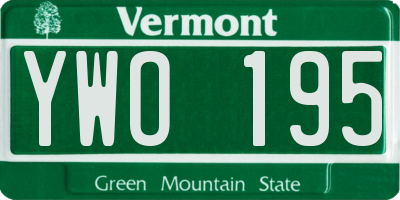 VT license plate YWO195
