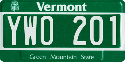 VT license plate YWO201
