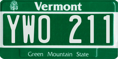 VT license plate YWO211