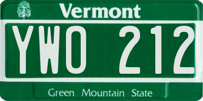 VT license plate YWO212