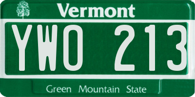 VT license plate YWO213