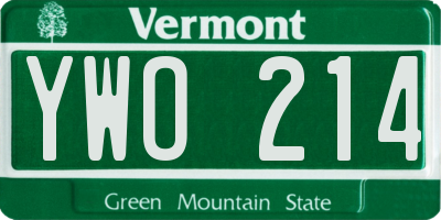 VT license plate YWO214