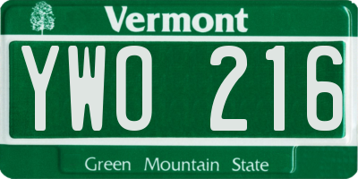 VT license plate YWO216