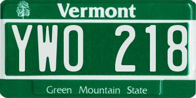 VT license plate YWO218