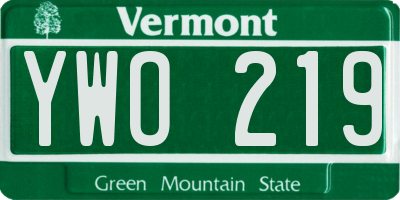 VT license plate YWO219