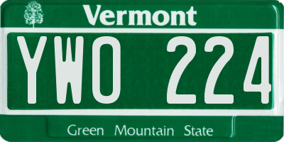 VT license plate YWO224