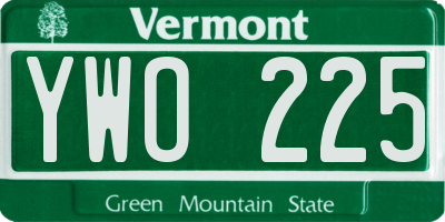 VT license plate YWO225