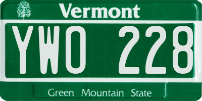 VT license plate YWO228