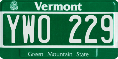 VT license plate YWO229