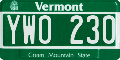 VT license plate YWO230