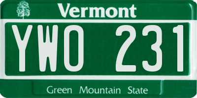VT license plate YWO231