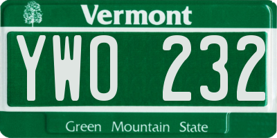 VT license plate YWO232