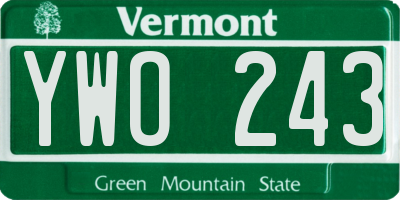 VT license plate YWO243