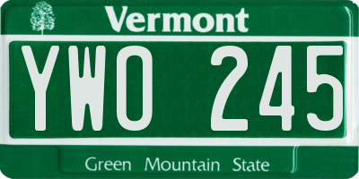 VT license plate YWO245