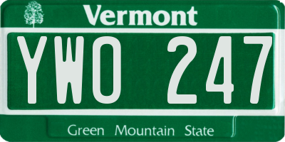 VT license plate YWO247