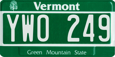 VT license plate YWO249