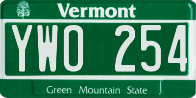 VT license plate YWO254