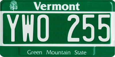 VT license plate YWO255