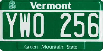VT license plate YWO256