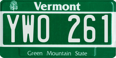 VT license plate YWO261