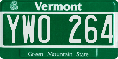 VT license plate YWO264
