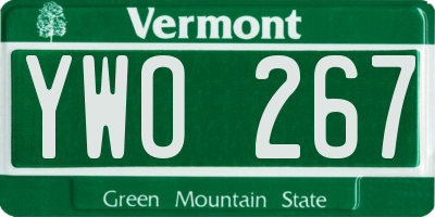 VT license plate YWO267