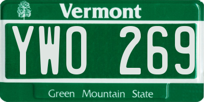 VT license plate YWO269
