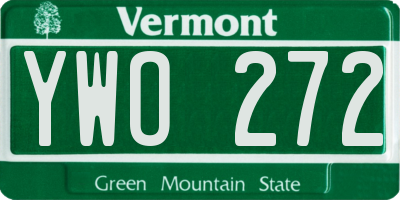 VT license plate YWO272